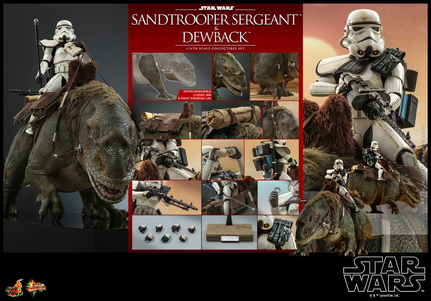 Hot Toys MMS722 Star Wars: Episode IV A New Hope – Sandtrooper Sergeant & Dewback - 1/6 Scale Collectible Figure Set