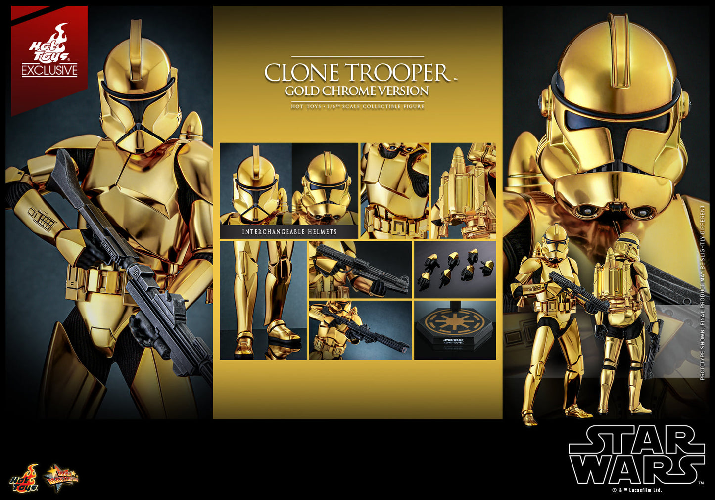 (Preorder) Hot Toys MMS735 Star Wars – Clone Trooper (Gold Chrome) 1/6 Scale Collectible Figure