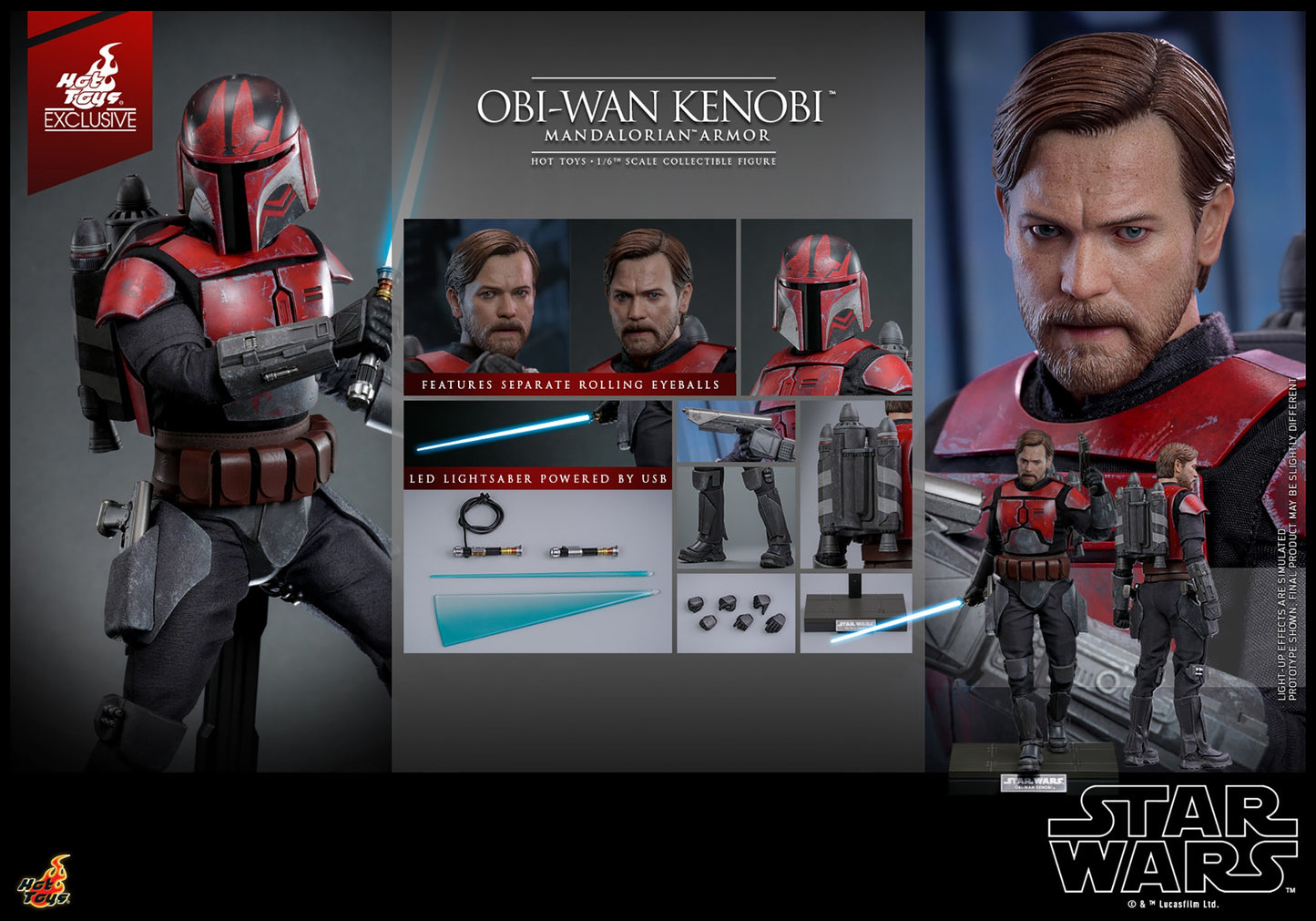 Hot Toys TMS126 Star Wars The Clone Wars [Obi Wan Kenobi Mandalorian Armor1/6 Scale Collectible Figure (Exclusive Limited Edition) 1/6 Scale Collectible Figure