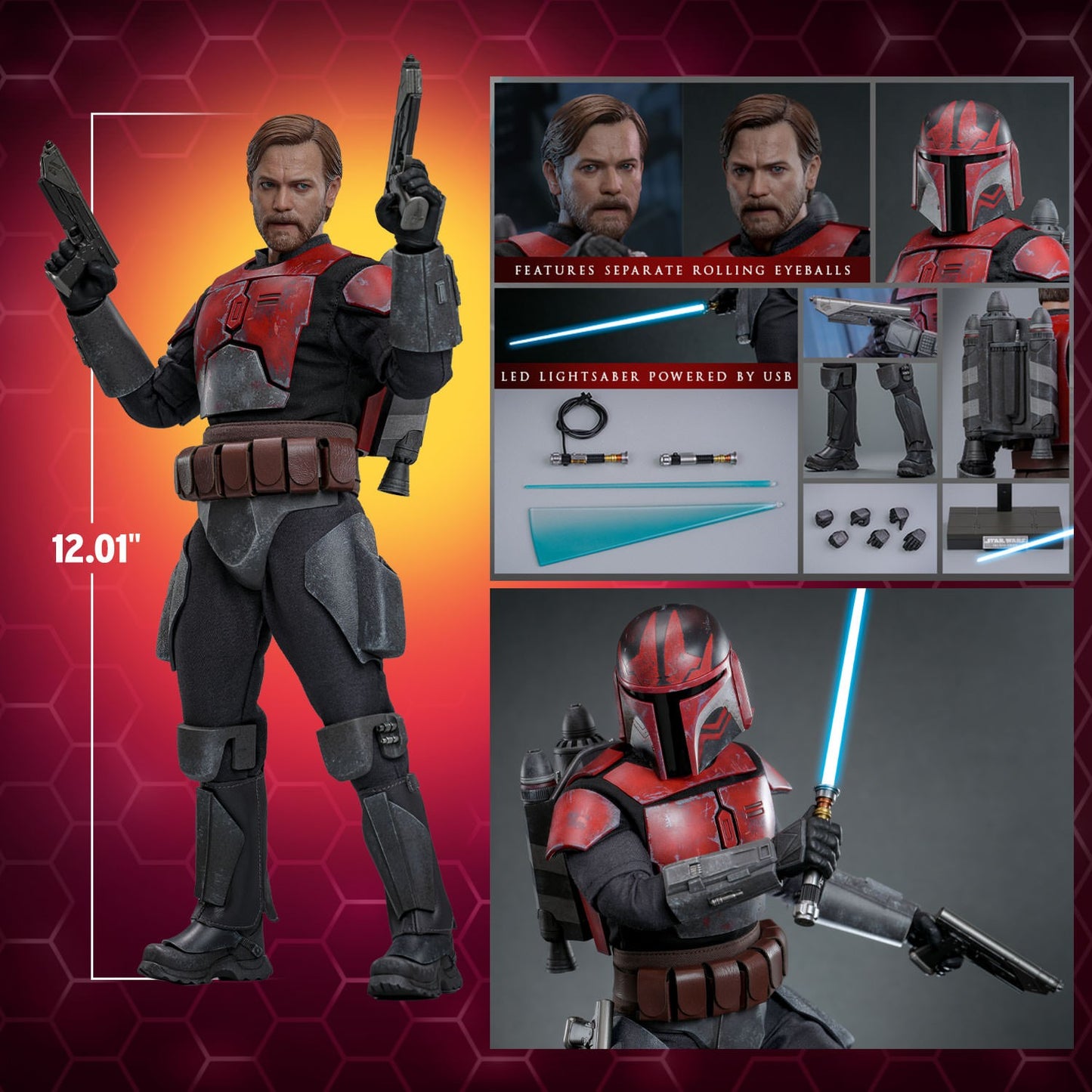 Hot Toys TMS126 Star Wars The Clone Wars [Obi Wan Kenobi Mandalorian Armor1/6 Scale Collectible Figure (Exclusive Limited Edition) 1/6 Scale Collectible Figure