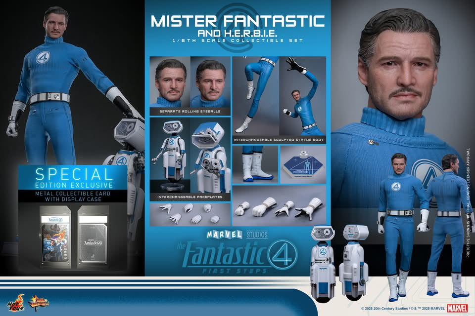 (Preorder) Hot Toys MMS822B The Fantastic Four: First Steps [Mister Fantastic and H.E.R.B.I.E.] (Special Edition) 1/6th Scale Collectible Figure