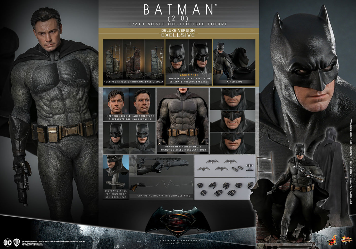 Hot Toys MMS731 Batman v Superman: Dawn of Justice [Batman (2.0)] (Regular Version) 1/6th Scale Collectible Figure