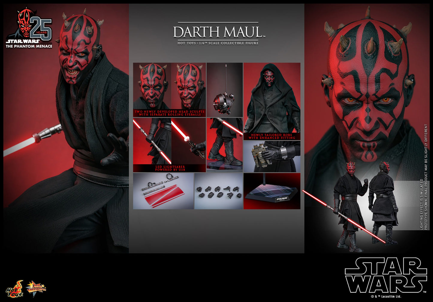 Hot Toys - MMS749 The Phantom Menace  - Darth Maul with Sith Speeder Set Exclusive Edition - 1/6 Scale Collectible Figure