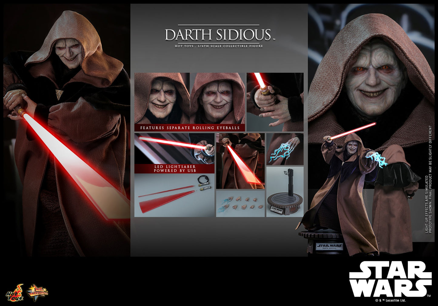 Hot Toys - MMS745B Star Wars Revenge of the Sith - Darth Sidious Exclusive Edition - 1/6 Scale Collectible Figure