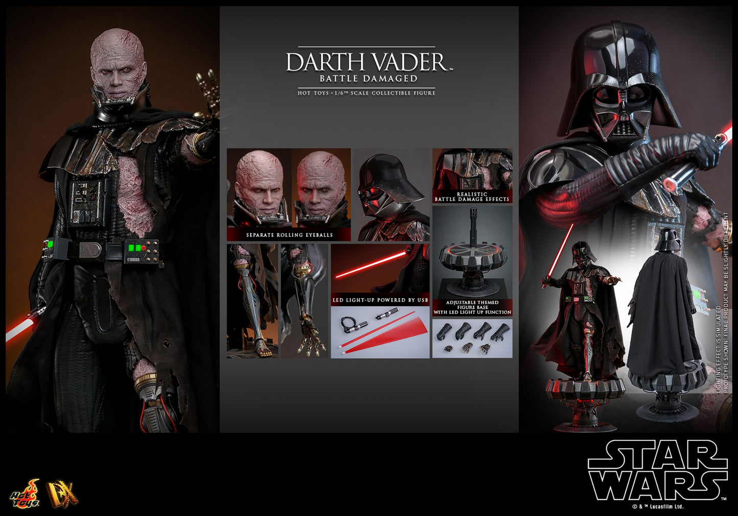 (Preorder) Hot Toys DX45B Star Wars [Darth Vader Battle Damaged] (Deluxe Version) (Special Edition)  1/6 Scale Collectible Figure
