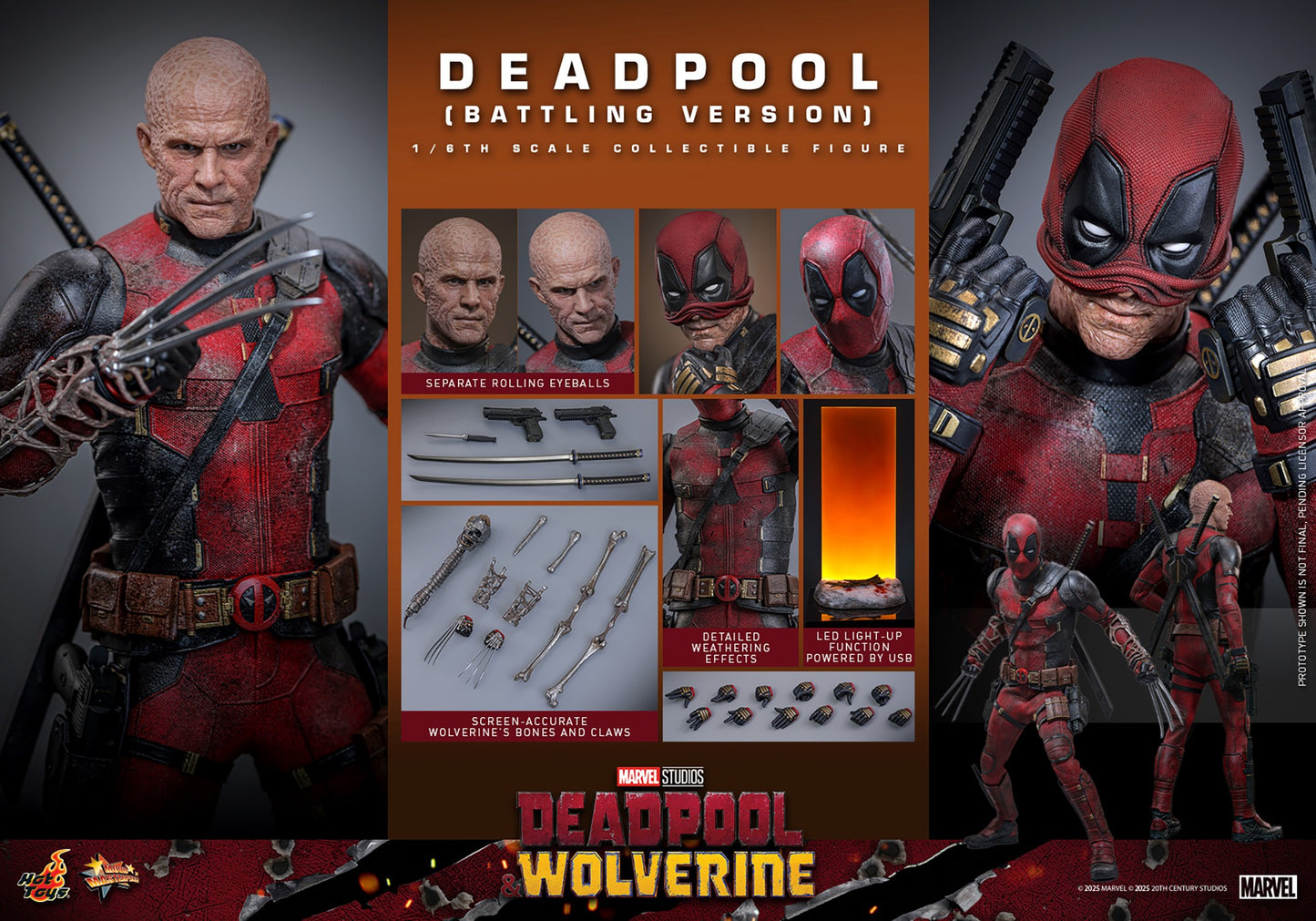 Hot Toys - MMS782 - Deadpool & Wolverine - Deadpool (Battling Version) - 1/6 Scale Collectible Figure