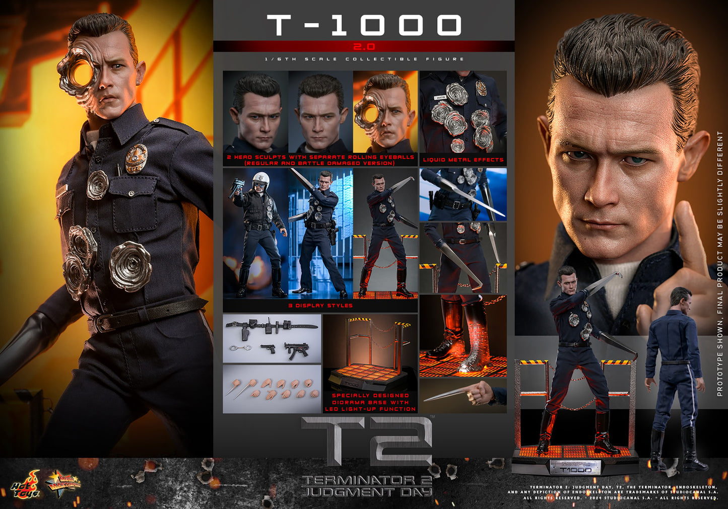 Hot Toys MMS774 Terminator 2 Judgement Day [T1000 (2.0)] 1/6 Scale Collectible Figure