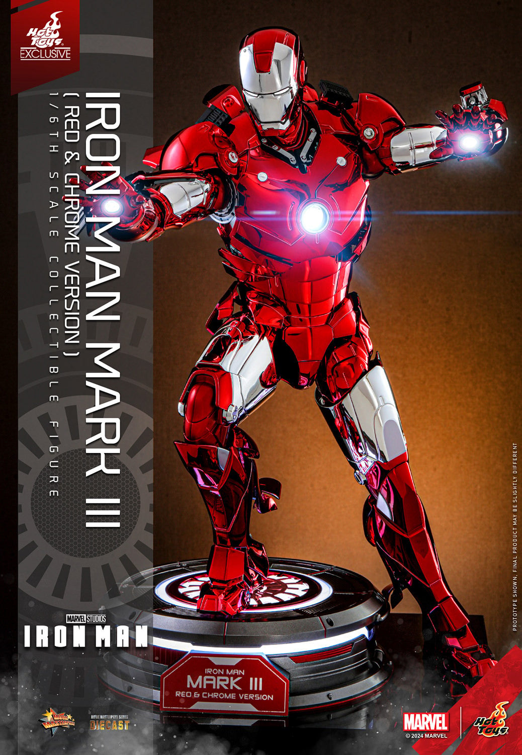 Hot Toys - MMS744 Ironman Mark III (Red & Chrome Version) Exclusive Limited Edition - 1/6 Scale Collectible Figure