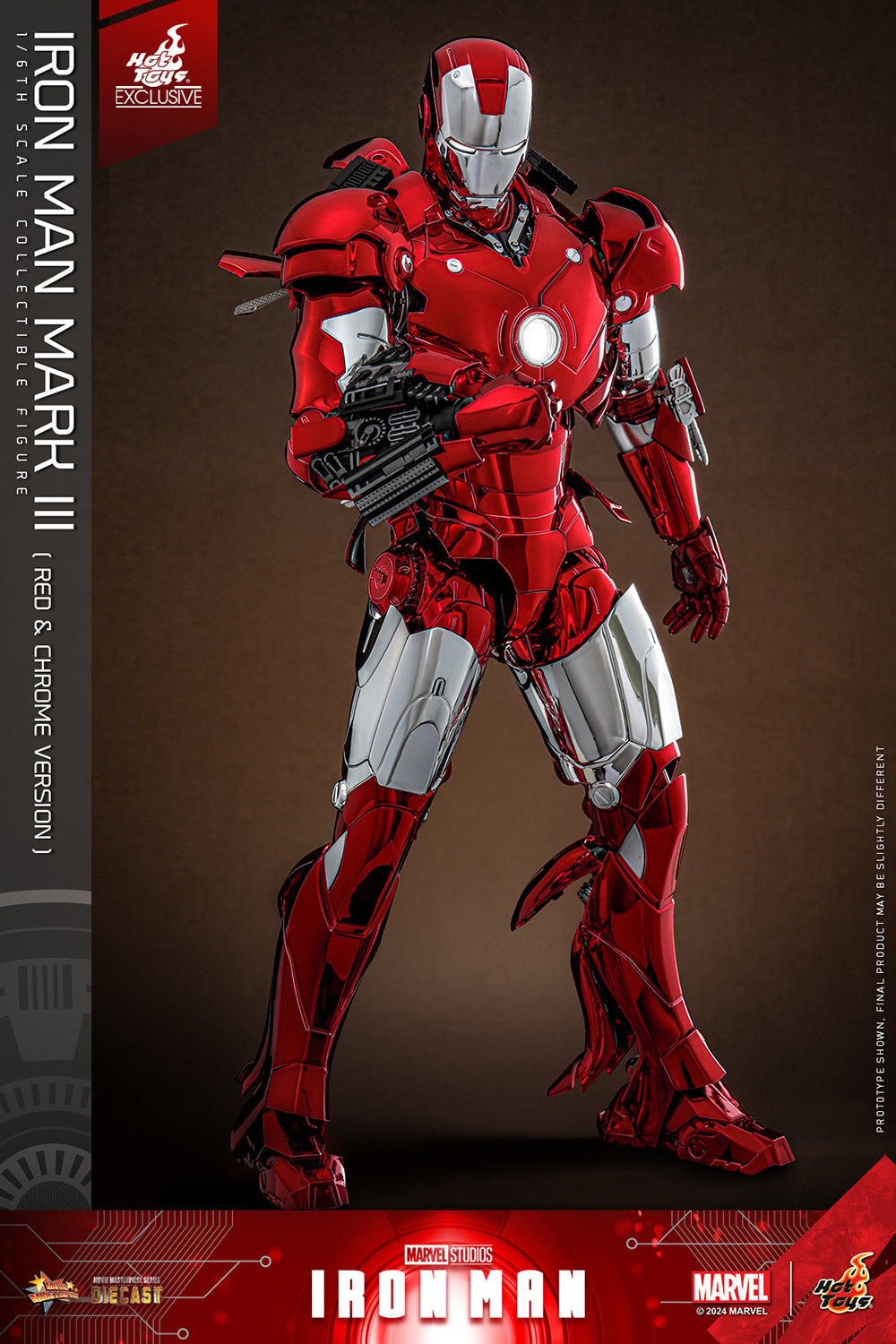 Hot Toys - MMS744 Ironman Mark III (Red & Chrome Version) Exclusive Limited Edition - 1/6 Scale Collectible Figure