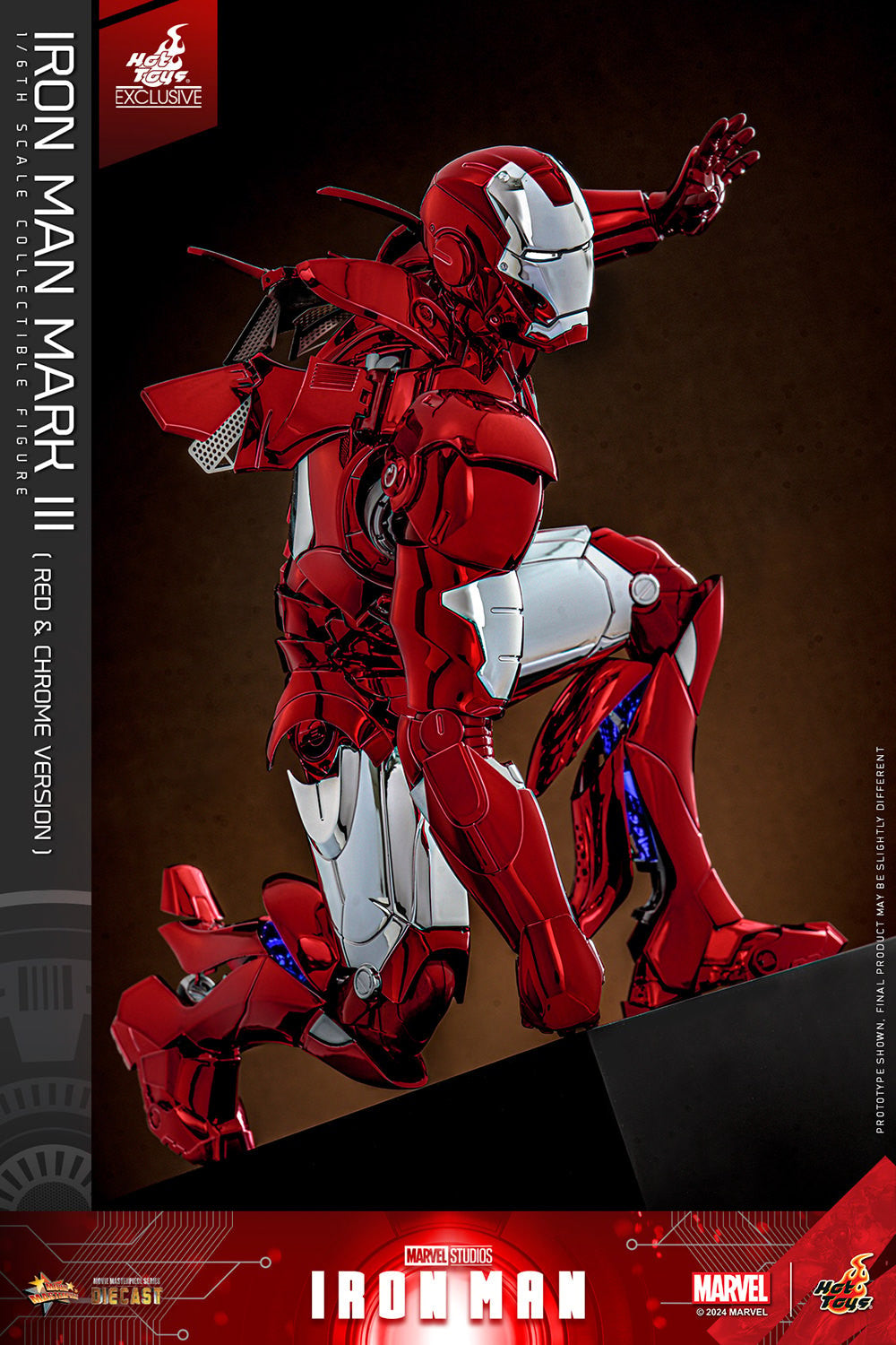 Hot Toys - MMS744 Ironman Mark III (Red & Chrome Version) Exclusive Limited Edition - 1/6 Scale Collectible Figure