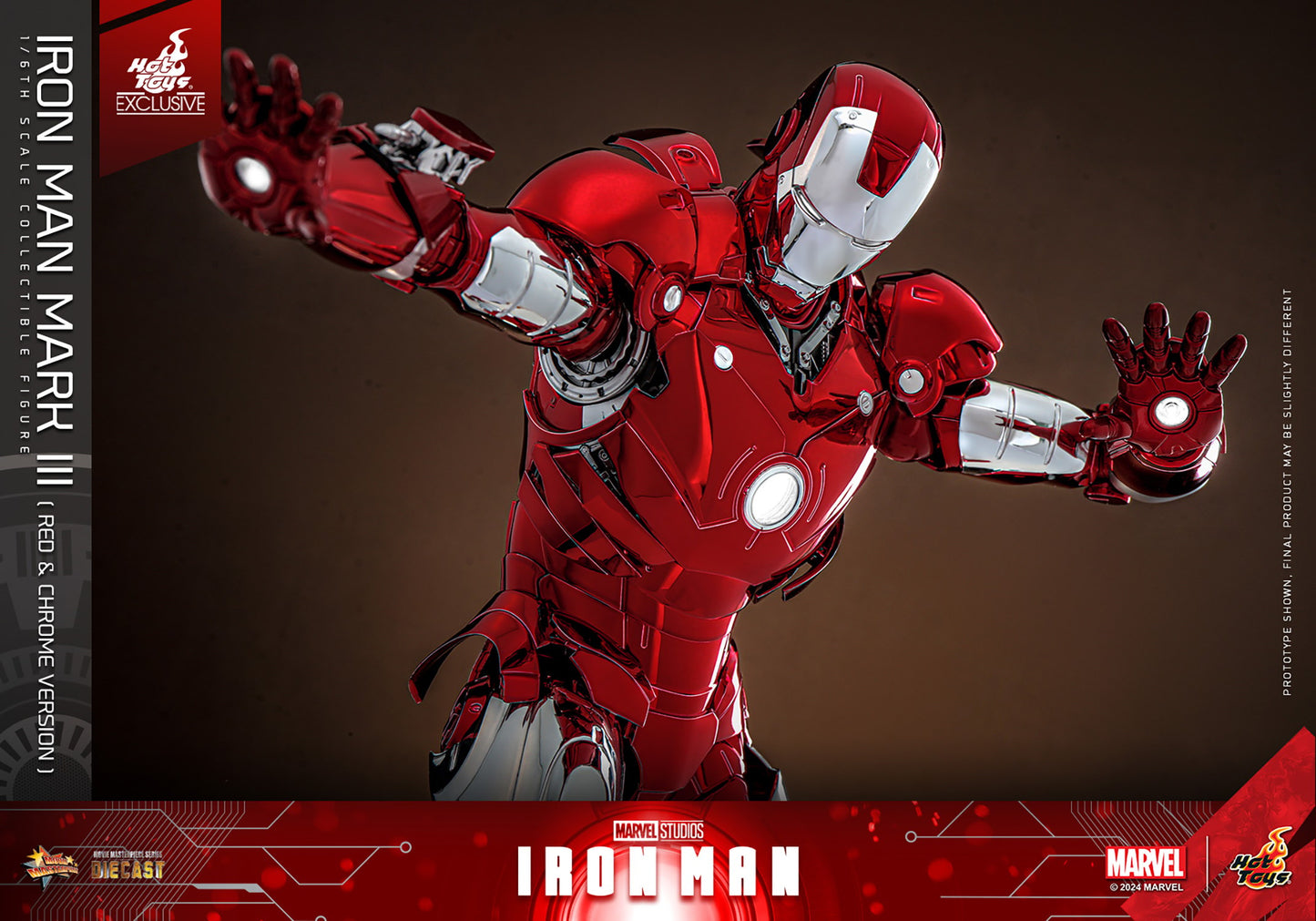 Hot Toys - MMS744 Ironman Mark III (Red & Chrome Version) Exclusive Limited Edition - 1/6 Scale Collectible Figure