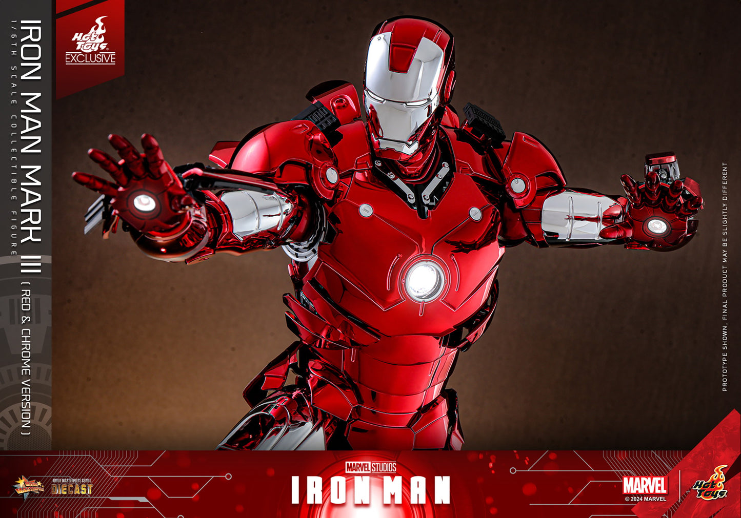 Hot Toys - MMS744 Ironman Mark III (Red & Chrome Version) Exclusive Limited Edition - 1/6 Scale Collectible Figure