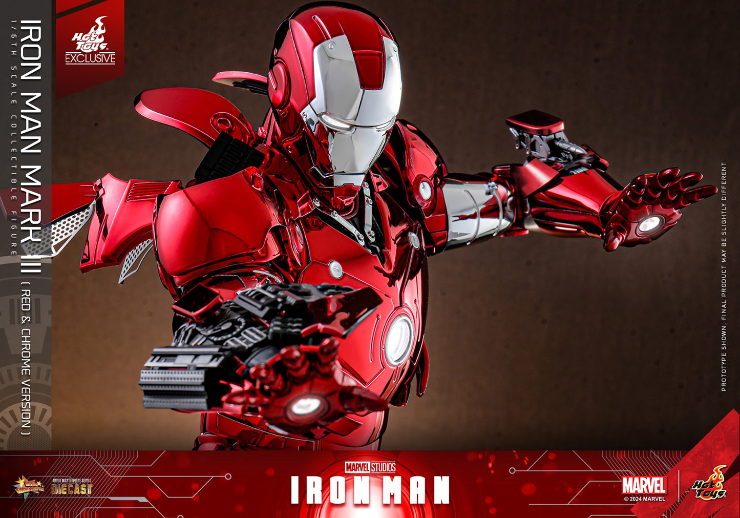 Hot Toys - MMS744 Ironman Mark III (Red & Chrome Version) Exclusive Limited Edition - 1/6 Scale Collectible Figure