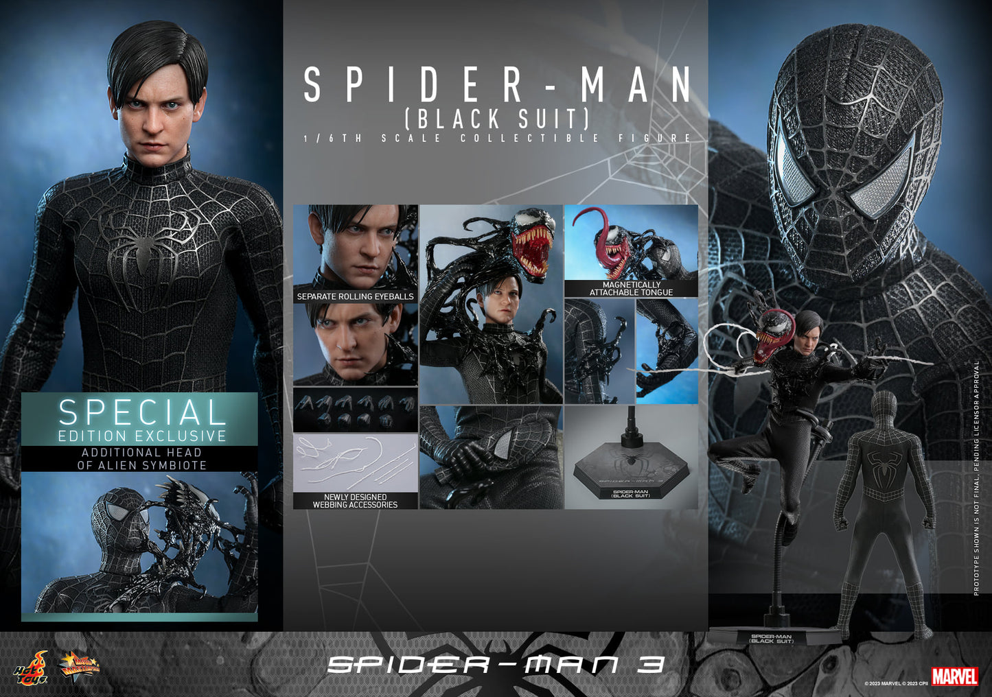 Hot Toys MMS728B Spider-Man 3 [Spiderman (Black Suit)] (Deluxe Version) (Special Edition) 1/6 Scale Collectible Figure