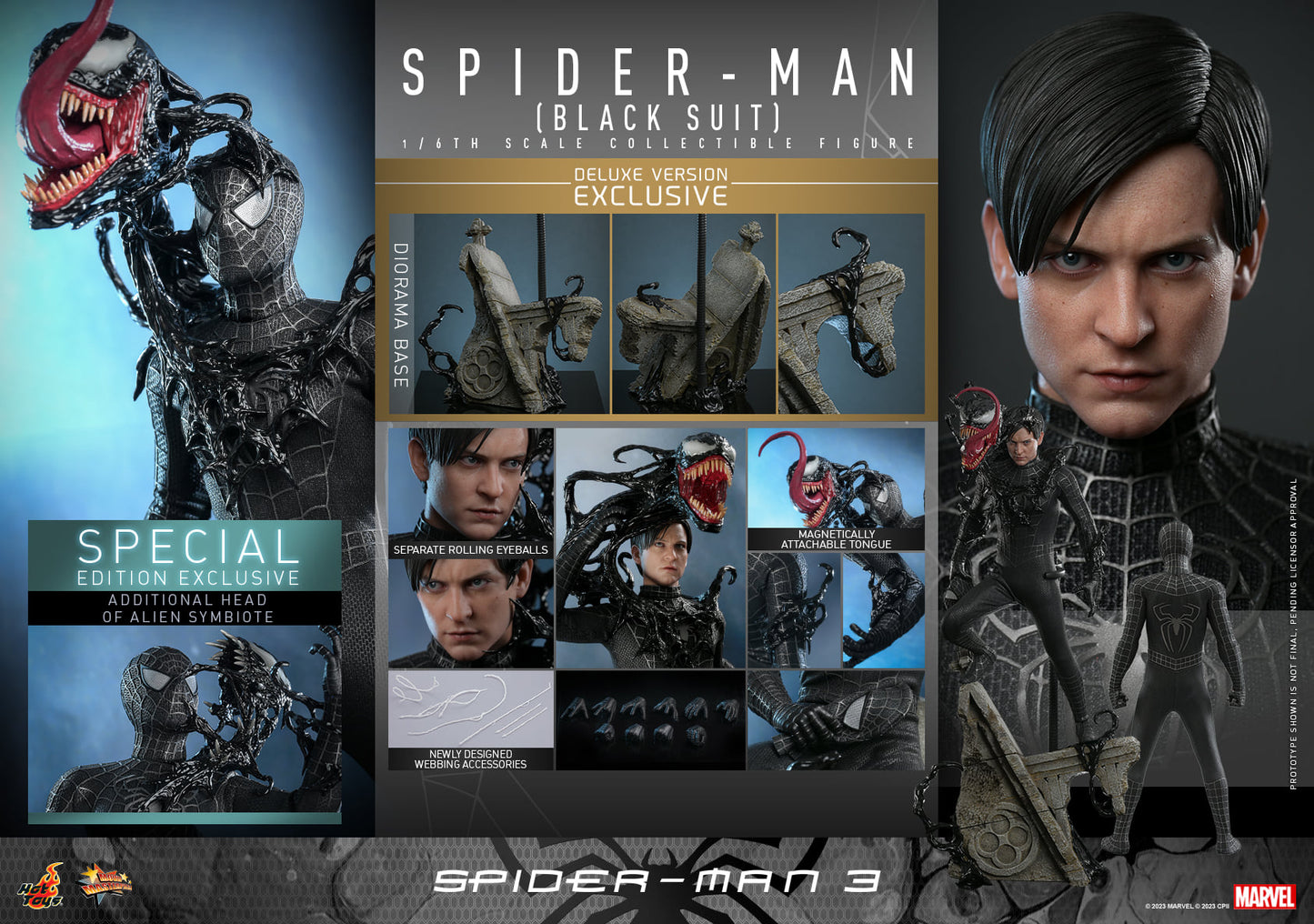 Hot Toys MMS728B Spider-Man 3 [Spiderman (Black Suit)] (Deluxe Version) (Special Edition) 1/6 Scale Collectible Figure
