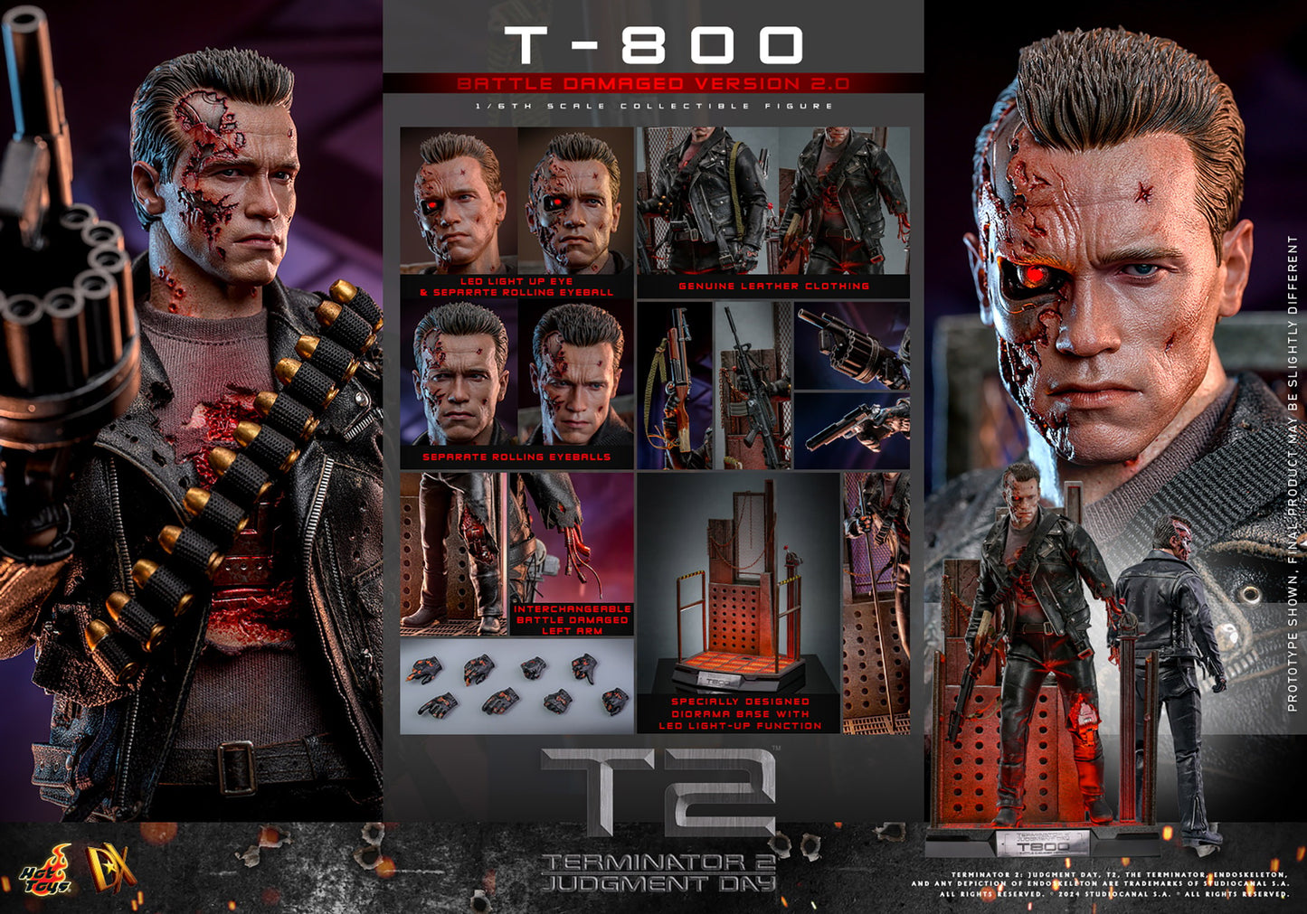 (Preorder) Hot Toys DX46 Terminator 2: Judgment Day [T-800] (Battle Damaged Version 2.0) 1/6 Scale Collectible Figure